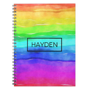 Watercolor Rainbow Rand Personlig Anteckningsbok
