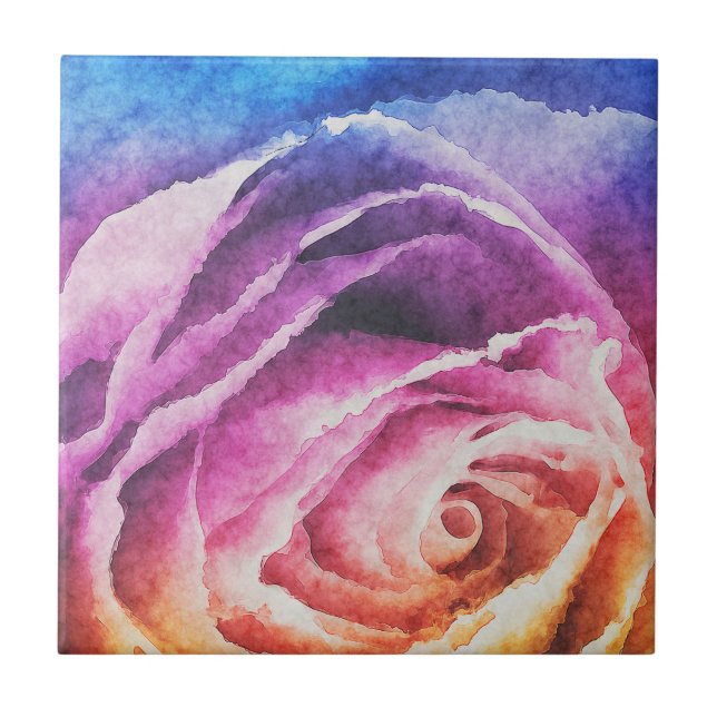 Watercolor Rainbow Ro Kakelplatta (Framsidan)