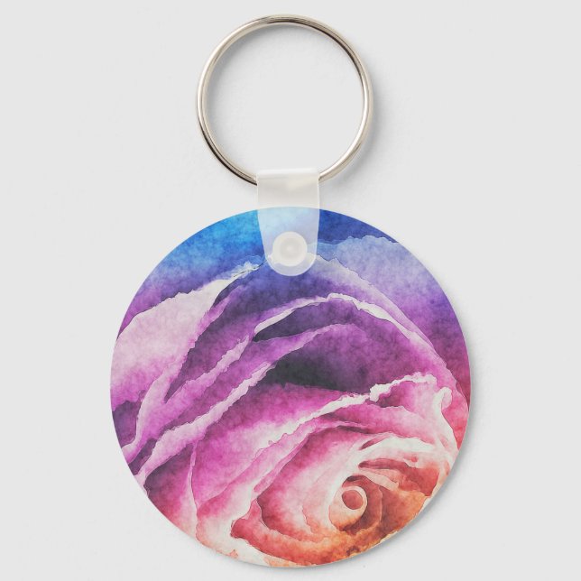 Watercolor Rainbow Ro Nyckelring (Framsida)