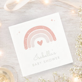Watercolor Rainbow Rosa Girl Baby Shower Pappersservett