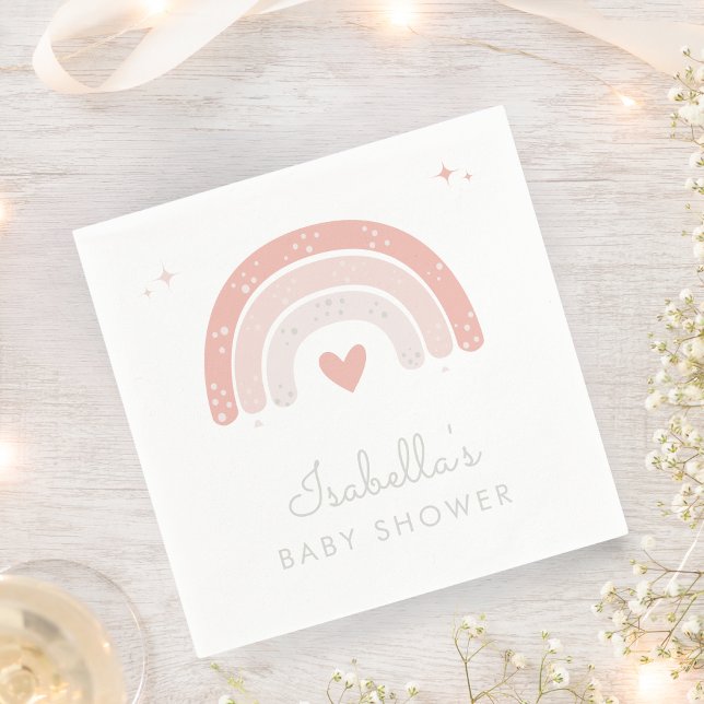 Watercolor Rainbow Rosa Girl Baby Shower Pappersservett (Skapare uppladdad)