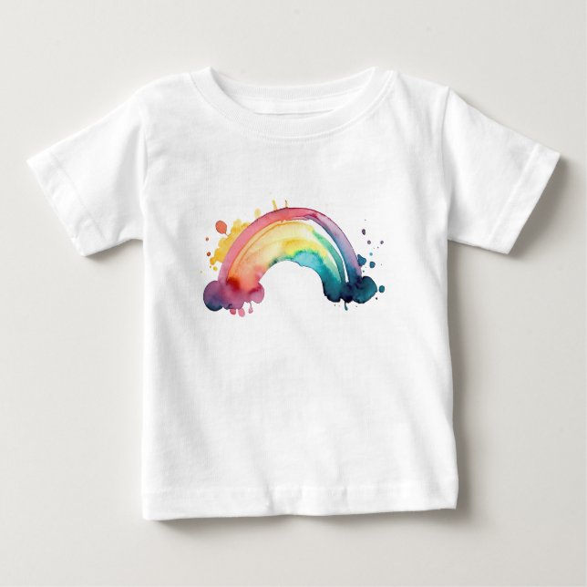 Watercolor Rainbow Stänk T Shirt (Framsida)