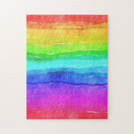 Watercolor Rainbow Stripes Pussel<br><div class="desc">Bright and colorful multi colored horizontal stripes painted in watercolor,  great background to custom with your own text or images or keep as a cheerful design.</div>