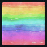 Watercolor Rainbow Stripes Stenunderlägg<br><div class="desc">Bright and colorful multi colored horizontal stripes painted in watercolor,  great background to custom with your own text or images or keep as a cheerful design.</div>