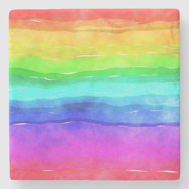 Watercolor Rainbow Stripes Stenunderlägg (Framsidan)