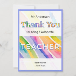 Watercolor Rainbow Stripes Teacher Tack Kort