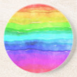 Watercolor Rainbow Stripes Underlägg<br><div class="desc">Bright and colorful multi colored horizontal stripes painted in watercolor,  great background to custom with your own text or images or keep as a cheerful design.</div>