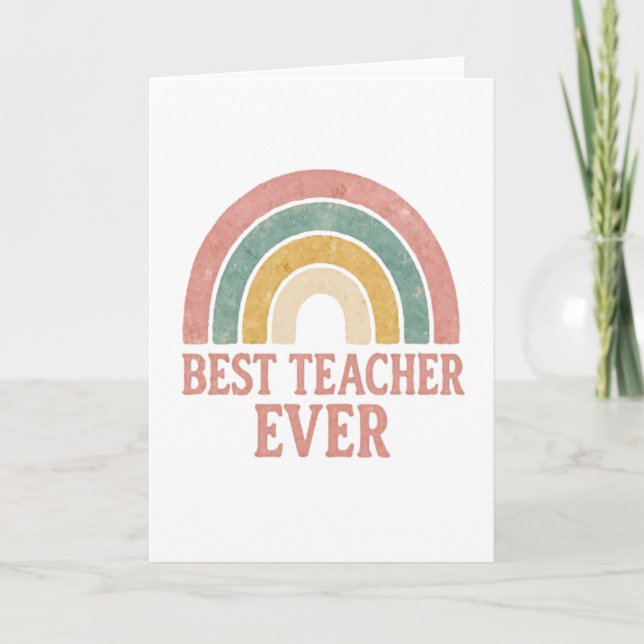 Watercolor Rainbow Teacher Kort (Framsida)