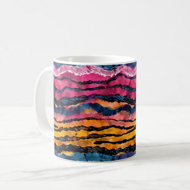 Watercolor Rainbow Tiger Rand Kaffemugg (Framsida vänster)
