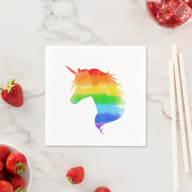 Watercolor Rainbow Unicorn Pappersservett (Insitu)