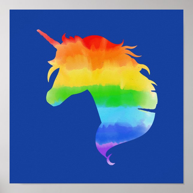 Watercolor Rainbow Unicorn Poster (Framsidan)