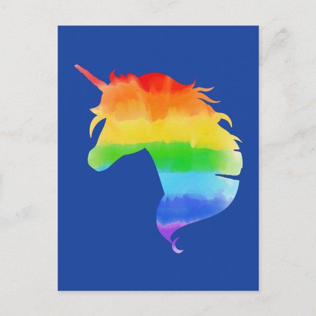 Watercolor Rainbow Unicorn Vykort (Framsida)