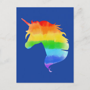 Watercolor Rainbow Unicorn Vykort