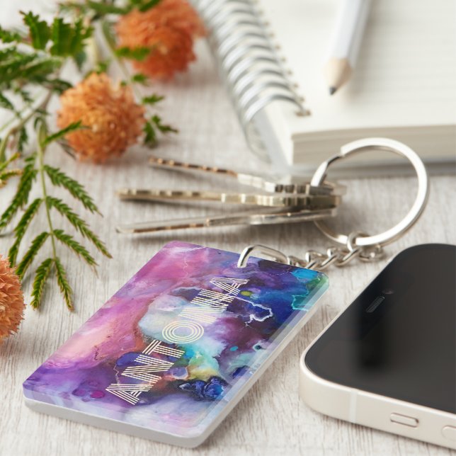 Watercolor Rainbow Whimsizable Personalizable Namn (Högra Framsidan)