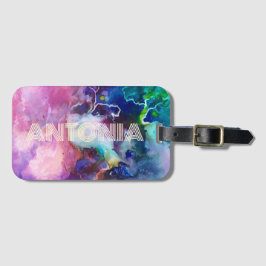 Watercolor Rainbow Whimsizable Personalizable Namn Bagagebricka