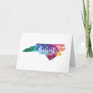 Watercolor Raleigh, North Carolina Kort