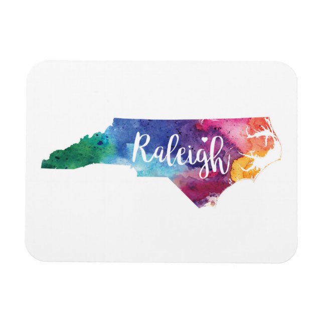 Watercolor Raleigh, North Carolina Magnet (Horisontell)