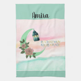 Watercolor Ramadan Crescent Moon – Customizable Kökshandduk