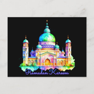 Watercolor Ramadan Mosque Vykort