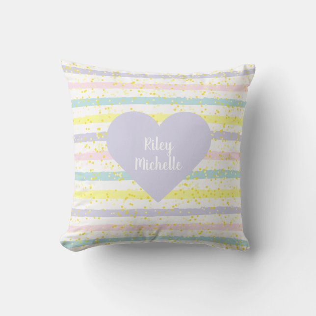 Watercolor Rand Lavender Heart Kudde (Framsida)