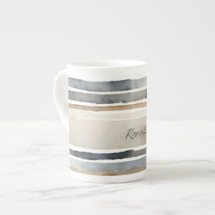 Watercolor Rand Neutralt Färg Benporslin Mugg