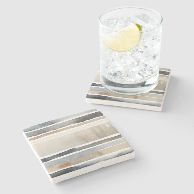 Watercolor Rand Neutralt Färg Stenunderlägg (Sidan)