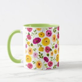 Watercolor Ranunculus Persian Buttercups Garden Mugg