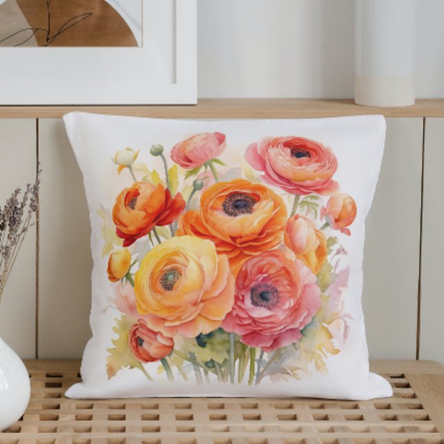 Watercolor Ranunculus Rhapsody Kudde (Skapare uppladdad)