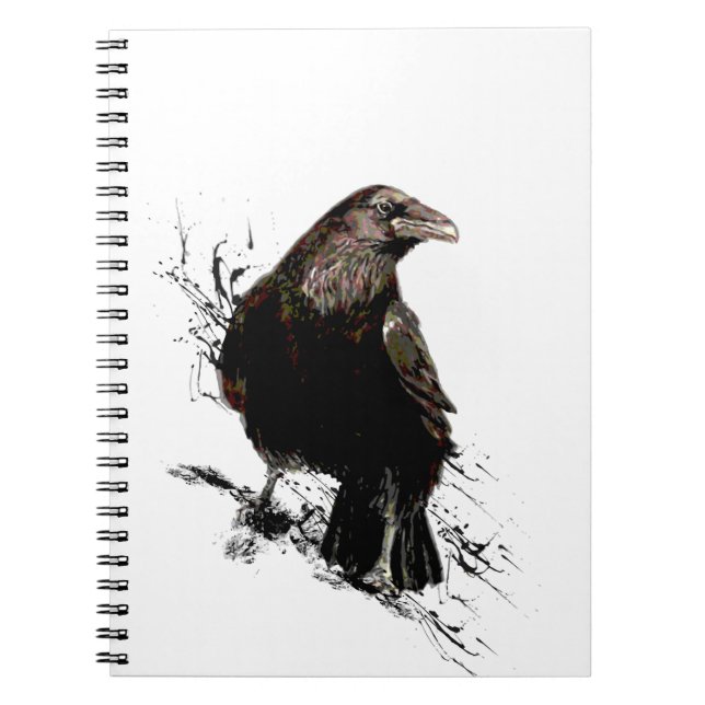 Watercolor Raven Bird Animal Art Anteckningsbok (Framsidan)