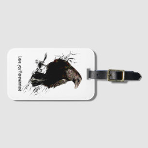 Watercolor Raven Bird Animal Art Black Quote Bagagebricka