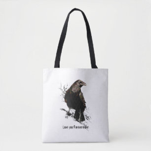 Watercolor Raven Bird Animal Art Black Quote Tygkasse