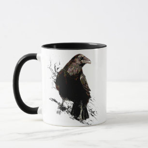 Watercolor Raven Bird Animal Art Mugg