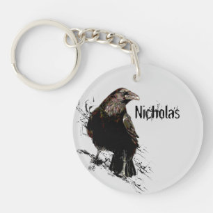 Watercolor Raven Bird Animal Customize Namn