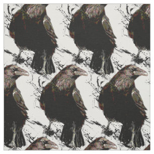 Watercolor Raven Black Bird Nature Art Tyg