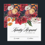 Watercolor Red Amaryllis Botanical Winter Wedding OSA Kort<br><div class="desc">Låt gästerna OSA till ditt evenemang med det här anpassadet OSA kort. Den har vattenfärgen amaryllis,  ro,  ranunculus och krysanthemum med ett matchande blommönster. Anpassa genom att lägga till information. Den här blommigtens OSA kort är perfekt för höst- och vinterbröllop,  födelsedagar,  möhippor med mera.</div>