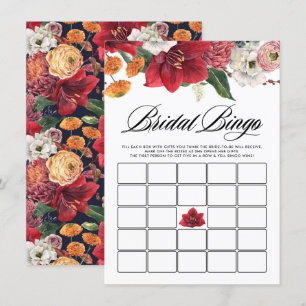 Watercolor Red Amaryllis Möhippa Bingo Game Tilläggskort