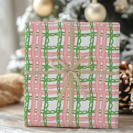 Watercolor Red and Green Whimsical Plaid Presentpapper