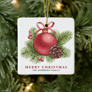 Watercolor Red Boll Bauble God jul Julgransprydnad Keramik