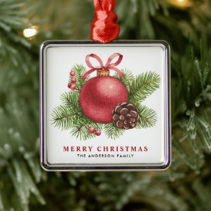 Watercolor Red Boll Bauble God jul Julgransprydnad Metall