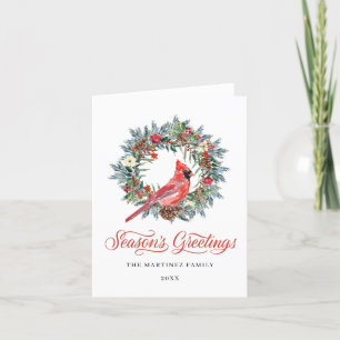Watercolor Red Cardinal Gräs WandeGod Jul Holi Helgkort
