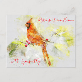 Watercolor Red Cardinal Messenger från himlen Vykort