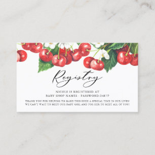 Watercolor Red Cherries Garland Register Card Visitkort