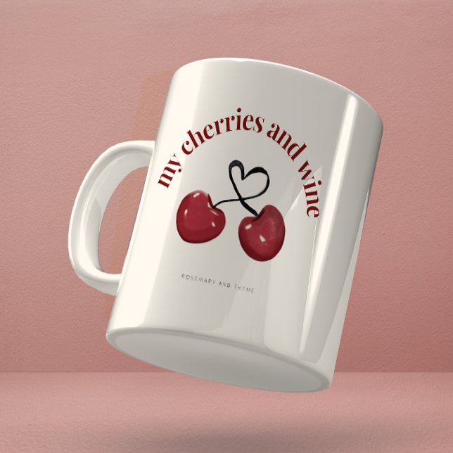 Watercolor Red Cherry Heart Mugg (Skapare uppladdad)