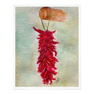 Watercolor Red Chile Ristra New mexico Fototryck