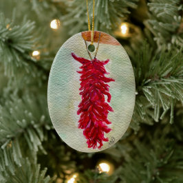 Watercolor Red Chile Ristra New mexico Julgransprydnad Keramik