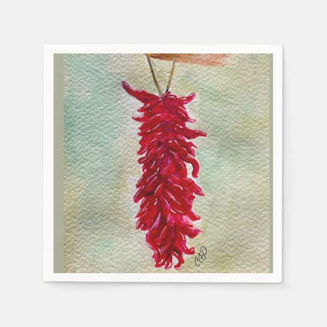 Watercolor Red Chile Ristra New mexico Pappersservett (Framsidan)