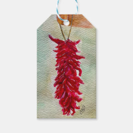 Watercolor Red Chile Ristra New mexico Presentetikett