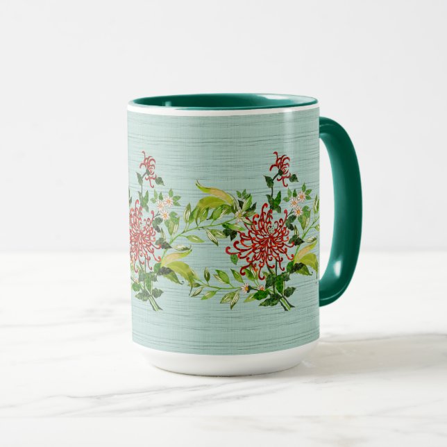 Watercolor Red Gerbera Daisy w/ Greenery Mugg (Framsida höger)