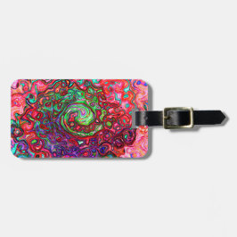 Watercolor Red Groovy Abstrakt Retro Liquid Swirl Bagagebricka