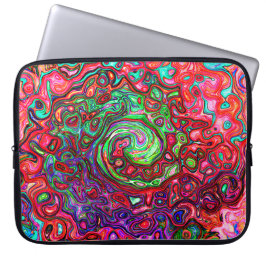 Watercolor Red Groovy Abstrakt Retro Liquid Swirl Laptop Fodral